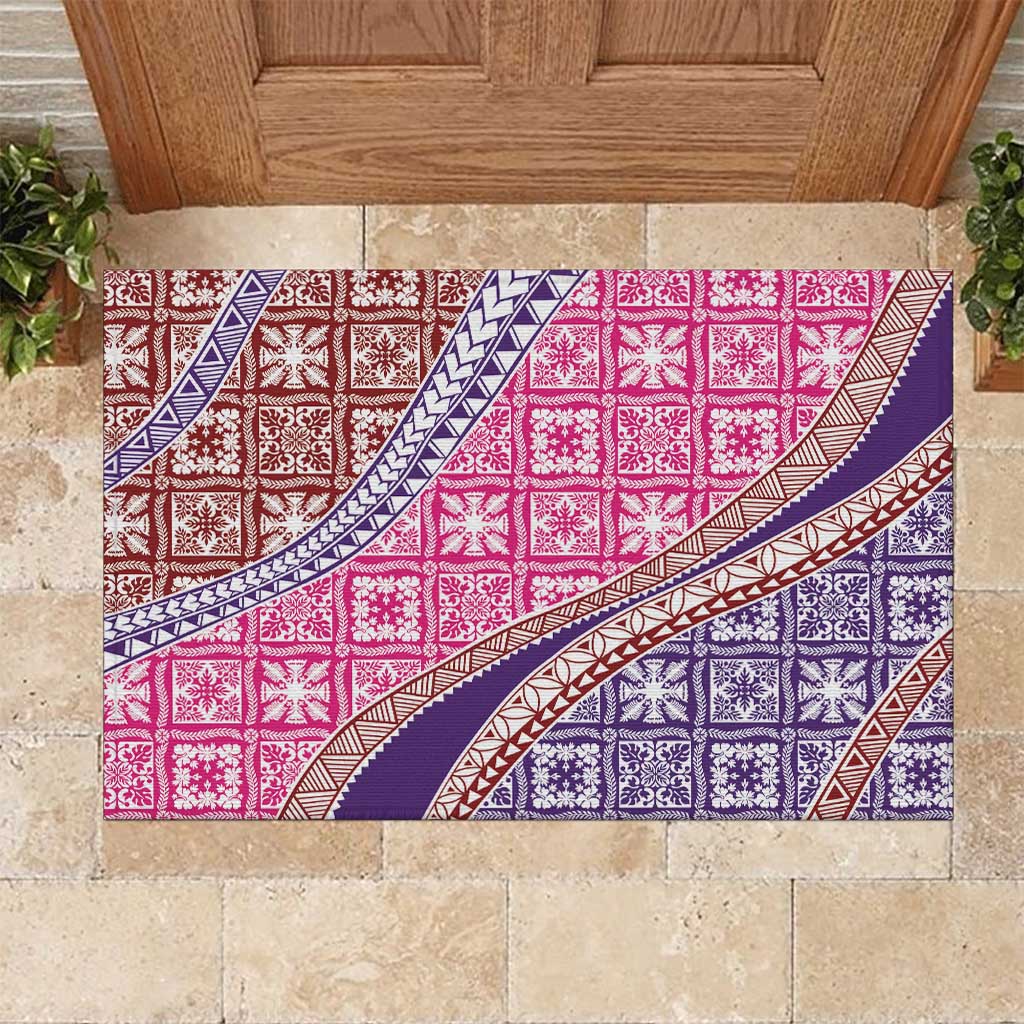 Hawaiian Quilt Pattern Rubber Doormat Sweet Color Mixed - Polynesian Pride