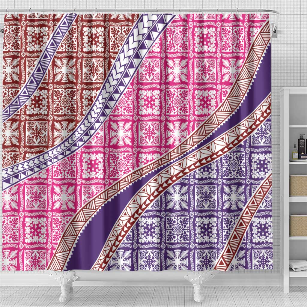 Hawaiian Quilt Pattern Shower Curtain Sweet Color Mixed - Polynesian Pride