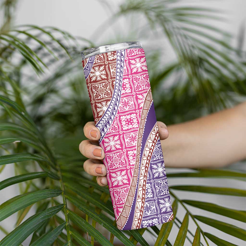 Hawaiian Quilt Pattern Skinny Tumbler Sweet Color Mixed - Polynesian Pride