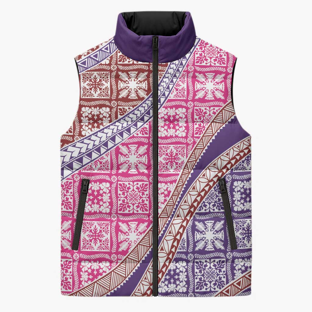 Hawaiian Quilt Pattern Sleeveless Puffer Jacket Sweet Color Mixed - Polynesian Pride