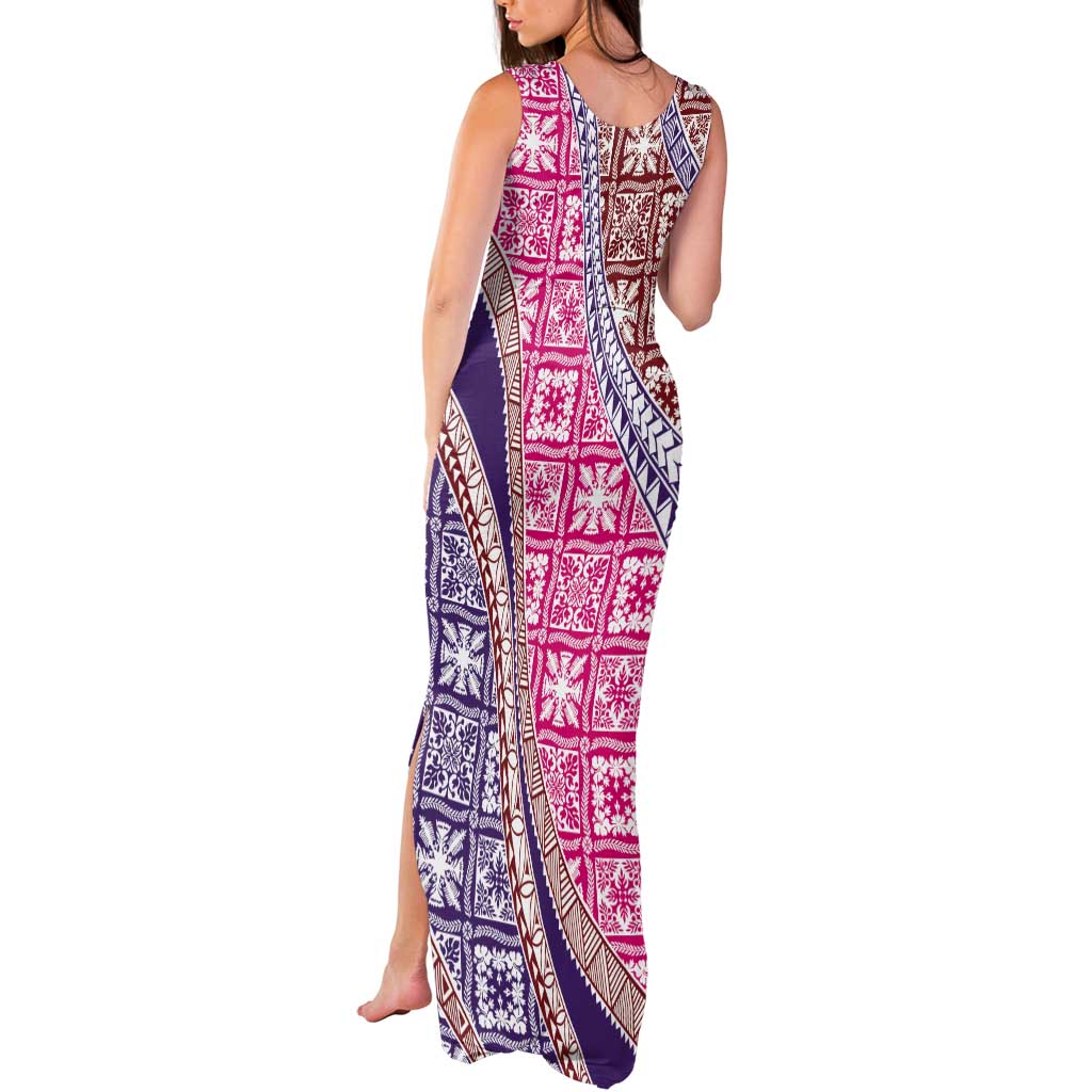 Hawaiian Quilt Pattern Tank Maxi Dress Sweet Color Mixed - Polynesian Pride