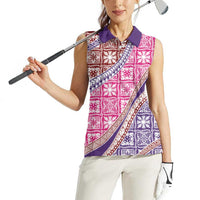 Hawaiian Quilt Pattern Women Sleeveless Polo Shirt Sweet Color Mixed - Polynesian Pride