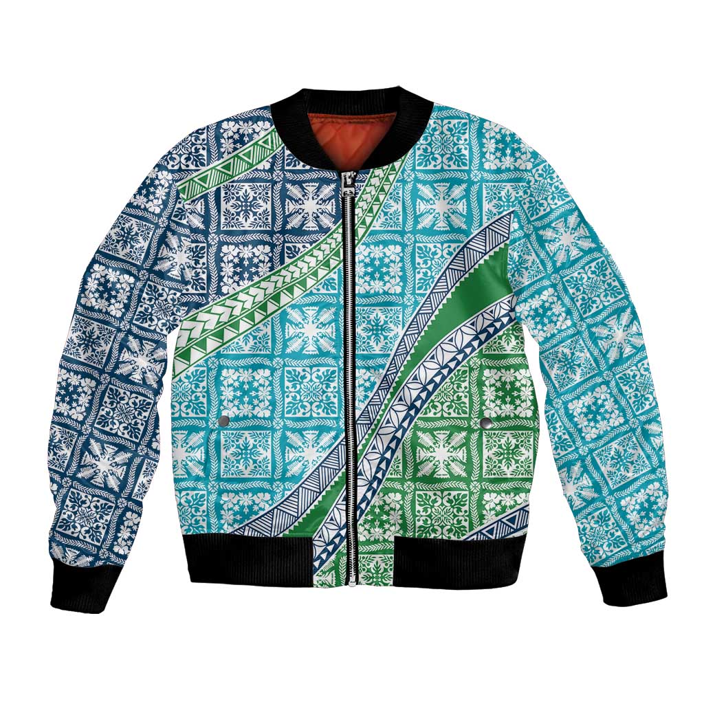 Hawaiian Quilt Pattern Bomber Jacket Fresh Color Mixed - Polynesian Pride