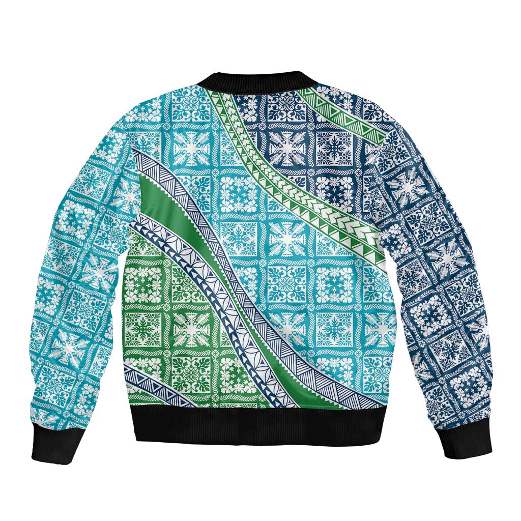 Hawaiian Quilt Pattern Bomber Jacket Fresh Color Mixed - Polynesian Pride