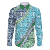 Hawaiian Quilt Pattern Family Matching Long Sleeve Bodycon Dress and Hawaiian Shirt Fresh Color Mixed - Polynesian Pride