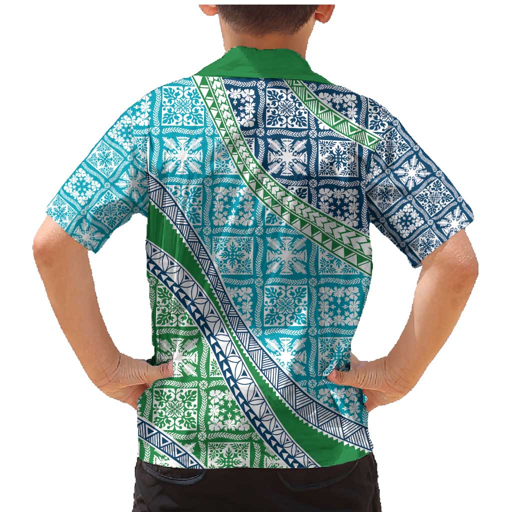 Hawaiian Quilt Pattern Family Matching Mermaid Dress and Hawaiian Shirt Fresh Color Mixed - Polynesian Pride