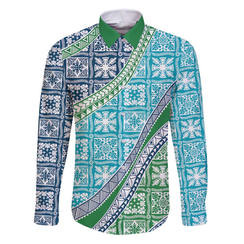 Hawaiian Quilt Pattern Family Matching Puletasi and Hawaiian Shirt Fresh Color Mixed - Polynesian Pride