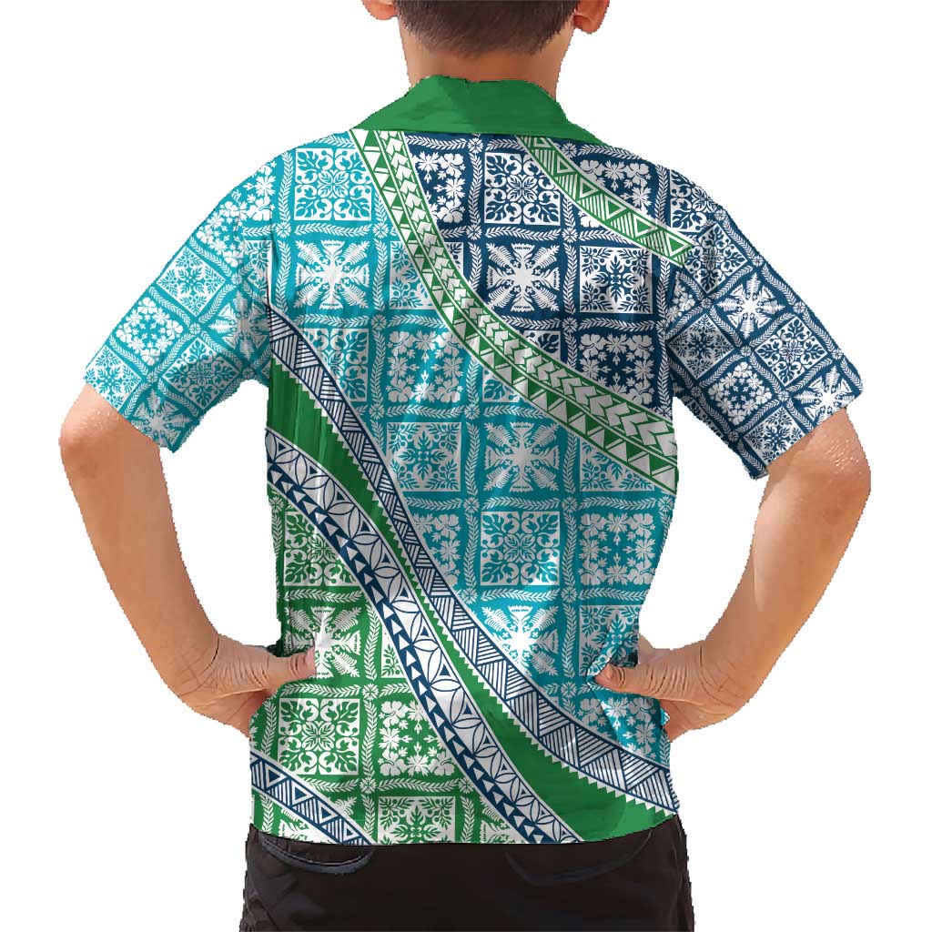 Hawaiian Quilt Pattern Family Matching Short Sleeve Bodycon Dress and Hawaiian Shirt Fresh Color Mixed - Polynesian Pride