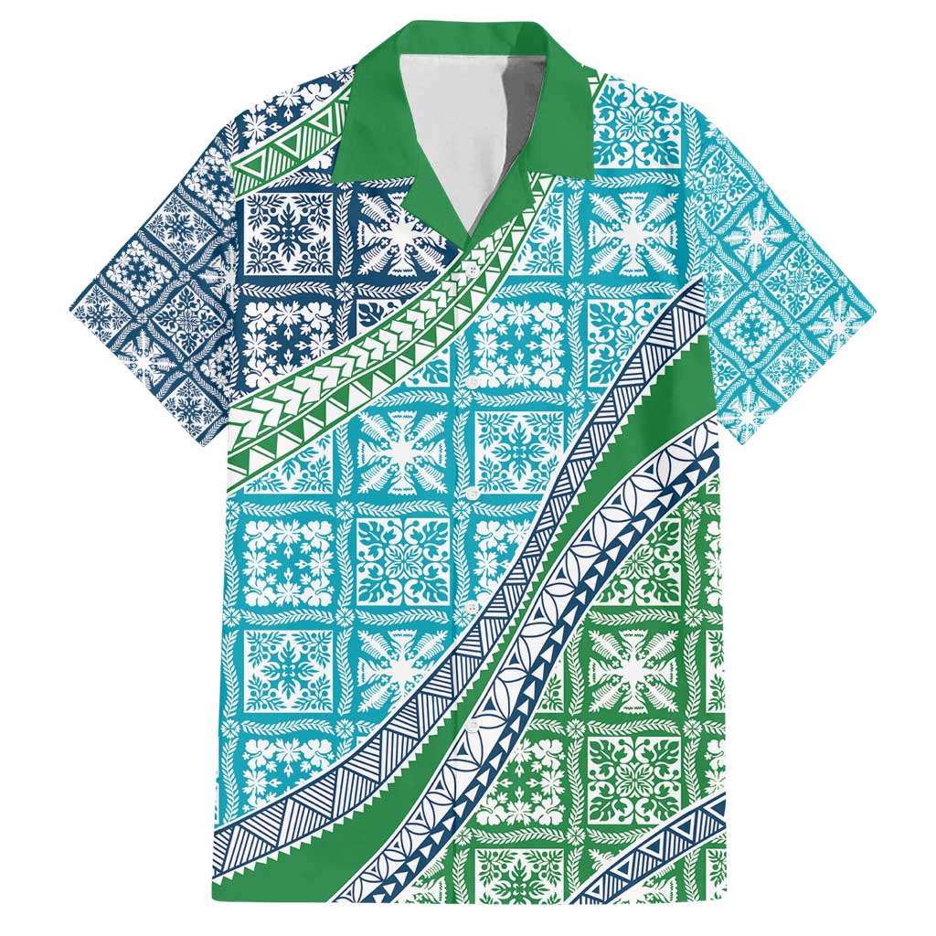 Hawaiian Quilt Pattern Family Matching Tank Maxi Dress and Hawaiian Shirt Fresh Color Mixed - Polynesian Pride