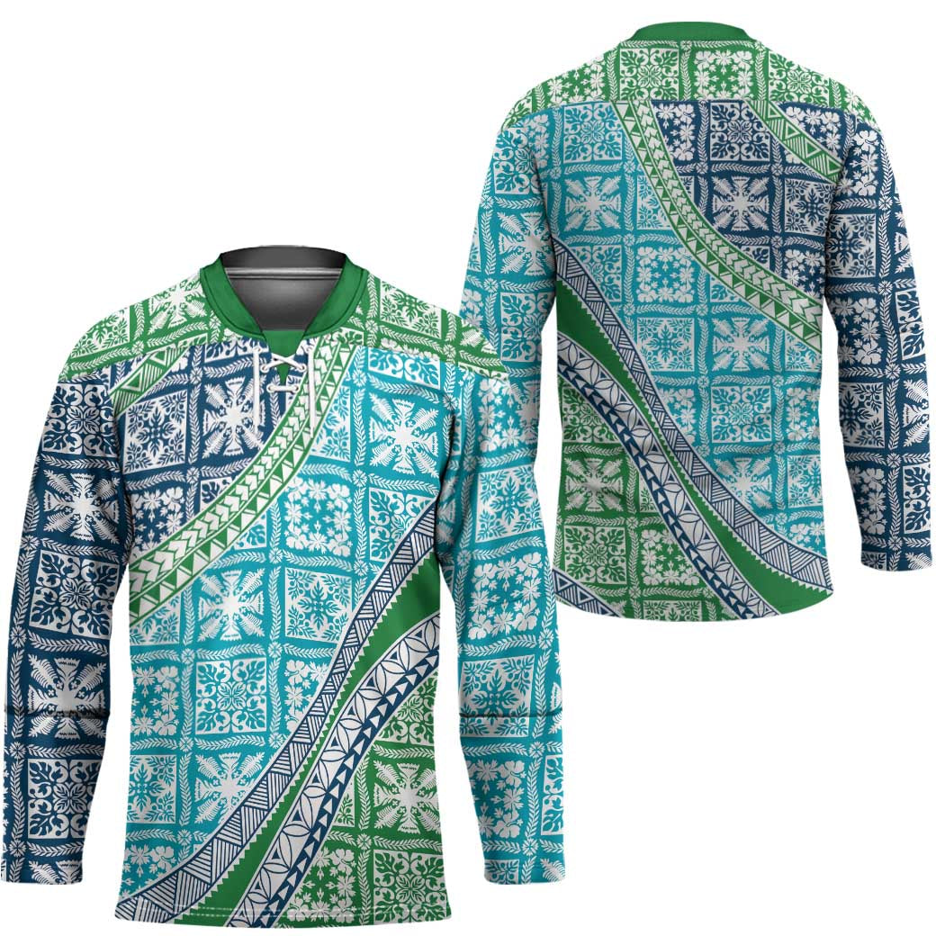 Hawaiian Quilt Pattern Hockey Jersey Fresh Color Mixed - Polynesian Pride