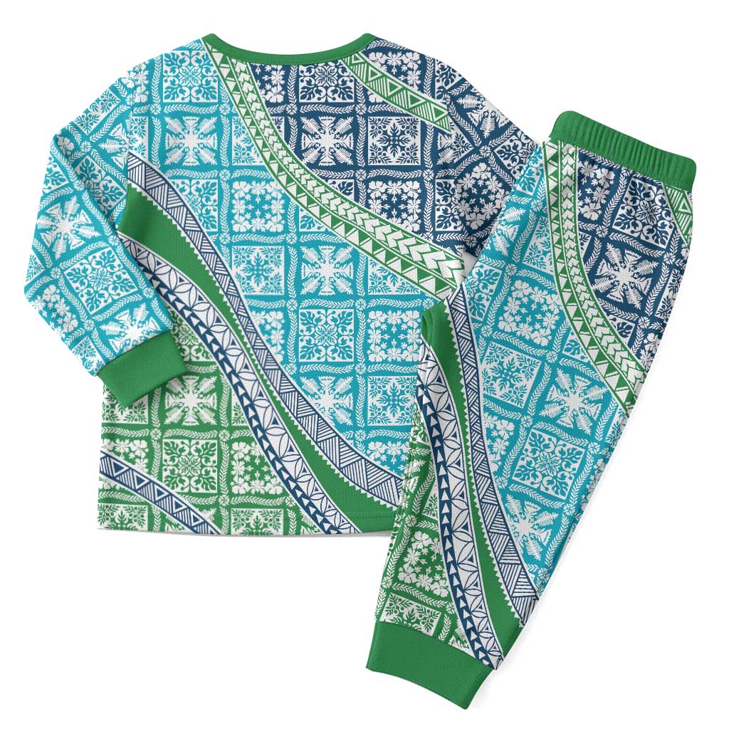 Hawaiian Quilt Pattern Christmas Pajama Set Fresh Color Mixed - Polynesian Pride