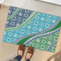 Hawaiian Quilt Pattern Rubber Doormat Fresh Color Mixed - Polynesian Pride