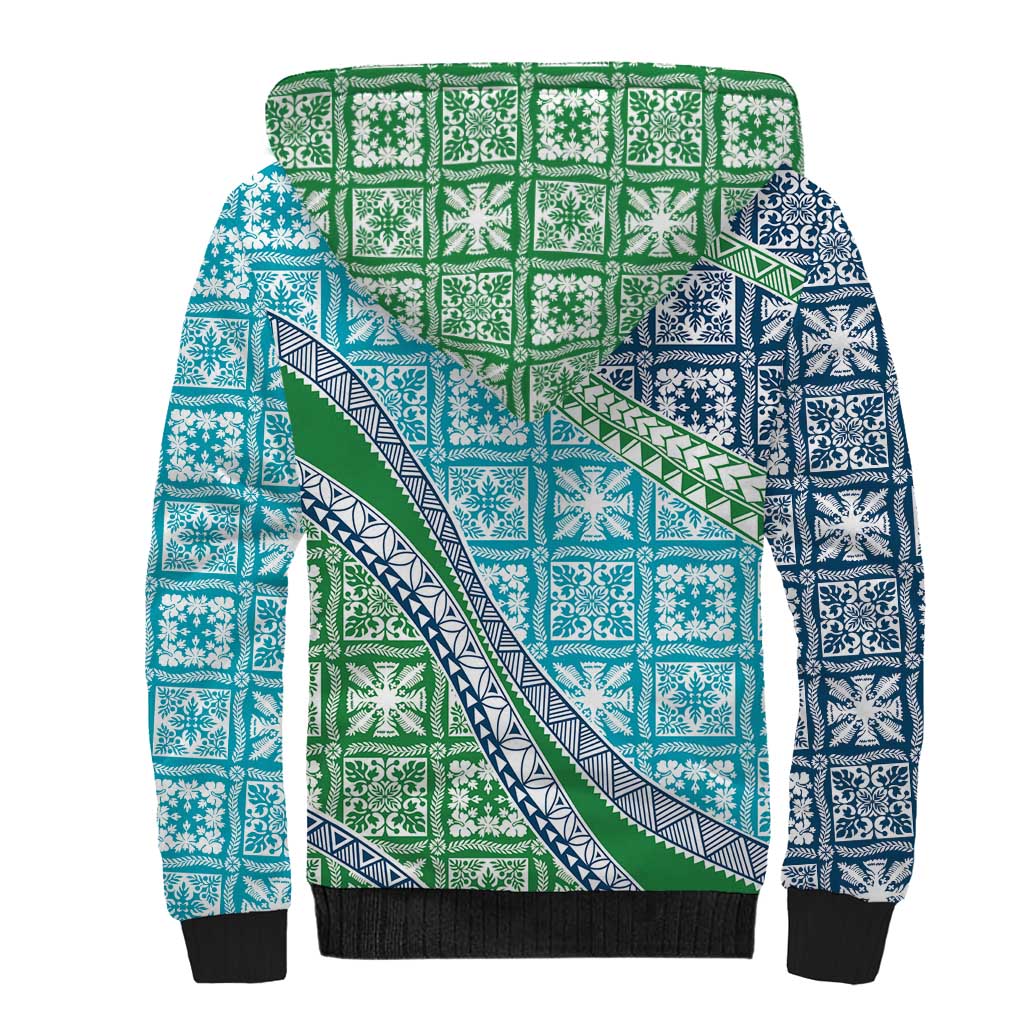 Hawaiian Quilt Pattern Sherpa Hoodie Fresh Color Mixed - Polynesian Pride