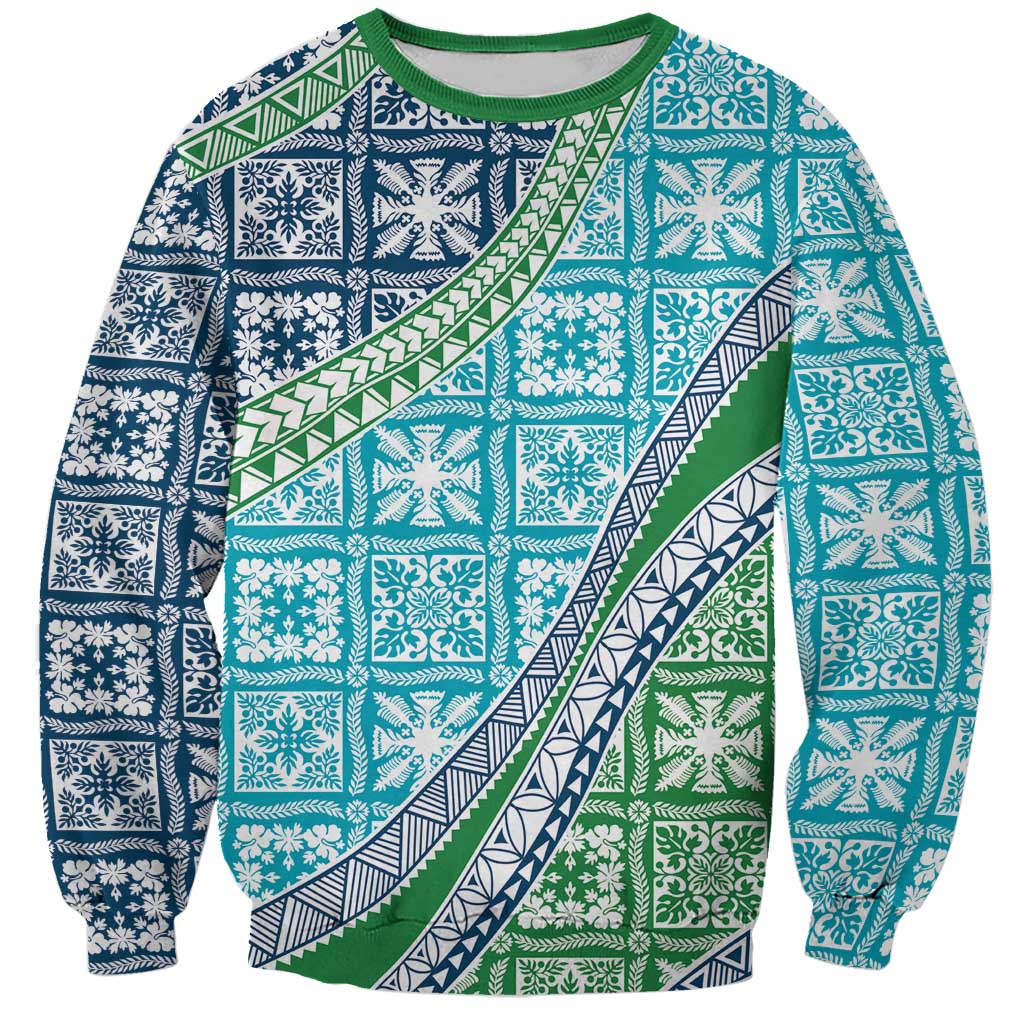 Hawaiian Quilt Pattern Sweatshirt Fresh Color Mixed - Polynesian Pride
