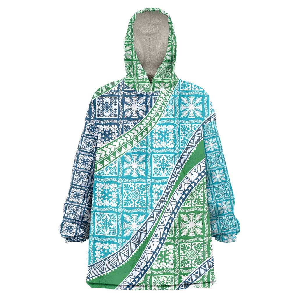 Hawaiian Quilt Pattern Wearable Blanket Hoodie Fresh Color Mixed - Polynesian Pride