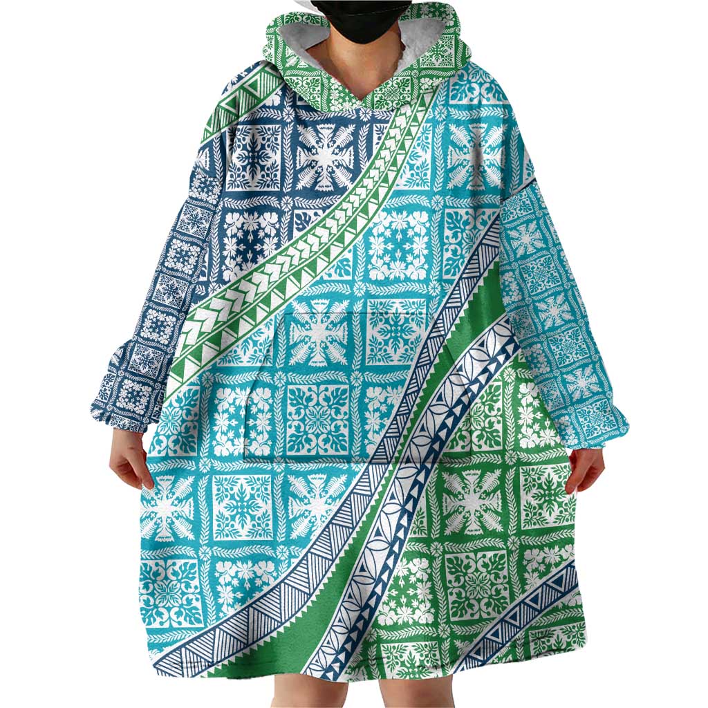 Hawaiian Quilt Pattern Wearable Blanket Hoodie Fresh Color Mixed - Polynesian Pride
