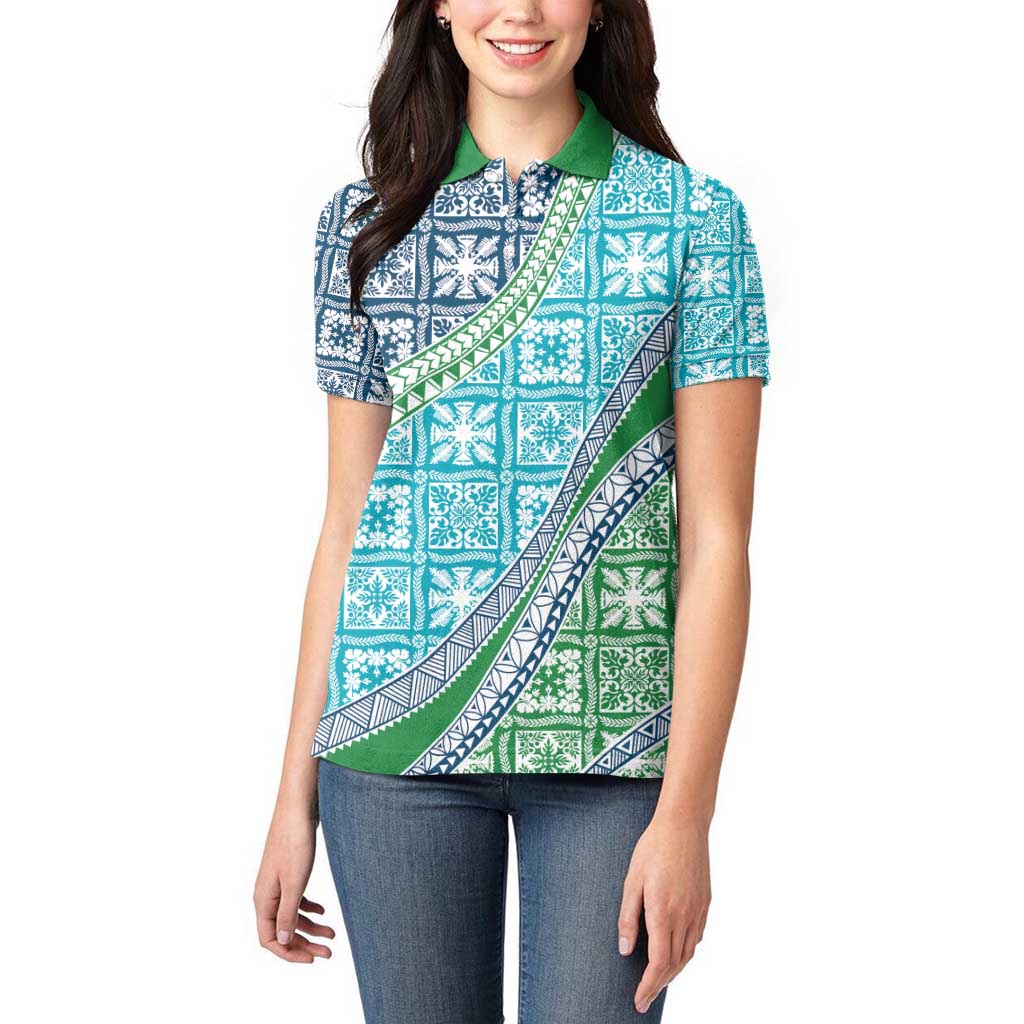Hawaiian Quilt Pattern Women Polo Shirt Fresh Color Mixed - Polynesian Pride