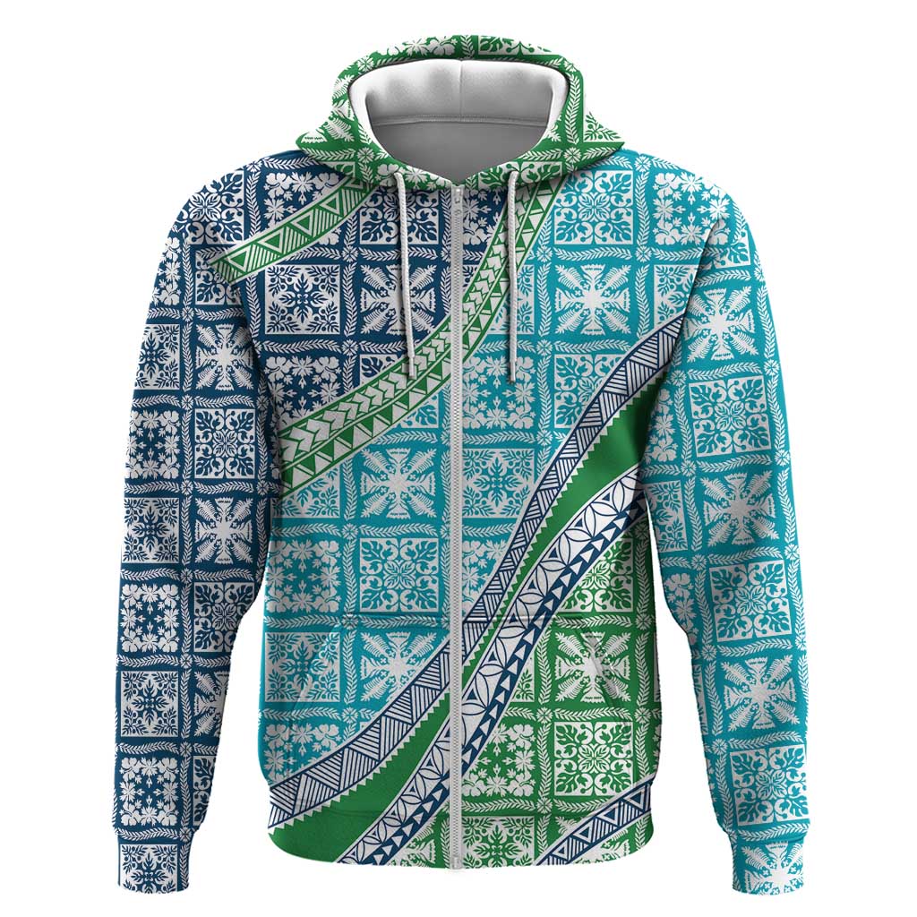 Hawaiian Quilt Pattern Zip Hoodie Fresh Color Mixed - Polynesian Pride