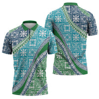 Hawaiian Quilt Pattern Zipper Polo Shirt Fresh Color Mixed - Polynesian Pride