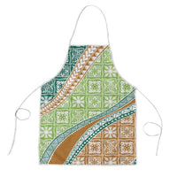 Hawaiian Quilt Pattern Apron Green Chestnut Color Mixed - Polynesian Pride
