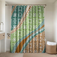 Hawaiian Quilt Pattern Bathroom Set Green Chestnut Color Mixed - Polynesian Pride