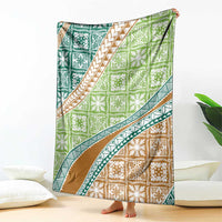 Hawaiian Quilt Pattern Blanket Green Chestnut Color Mixed - Polynesian Pride