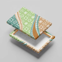 Hawaiian Quilt Pattern Canvas Wall Art Green Chestnut Color Mixed - Polynesian Pride