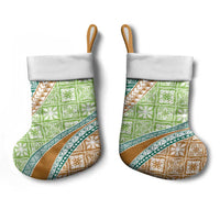 Hawaiian Quilt Pattern Christmas Stocking Green Chestnut Color Mixed - Polynesian Pride