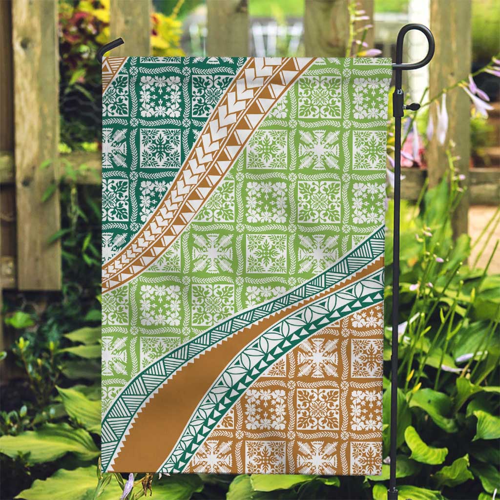 Hawaiian Quilt Pattern Garden Flag Green Chestnut Color Mixed - Polynesian Pride