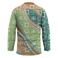Hawaiian Quilt Pattern Hockey Jersey Green Chestnut Color Mixed - Polynesian Pride