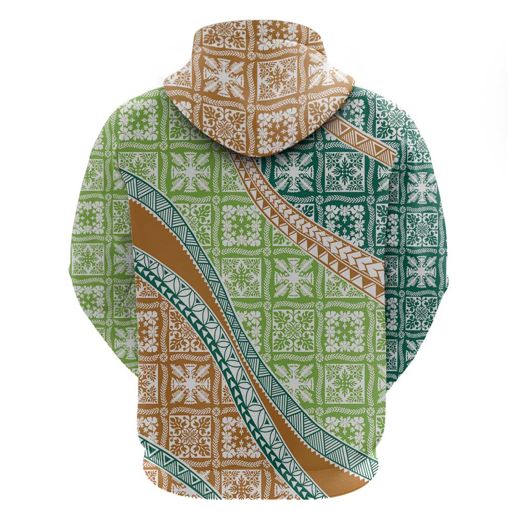 Hawaiian Quilt Pattern Hoodie Green Chestnut Color Mixed - Polynesian Pride