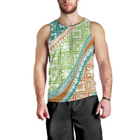 Hawaiian Quilt Pattern Men Tank Top Green Chestnut Color Mixed - Polynesian Pride