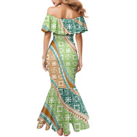 Hawaiian Quilt Pattern Mermaid Dress Green Chestnut Color Mixed - Polynesian Pride