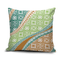 Hawaiian Quilt Pattern Pillow Cover Green Chestnut Color Mixed - Polynesian Pride
