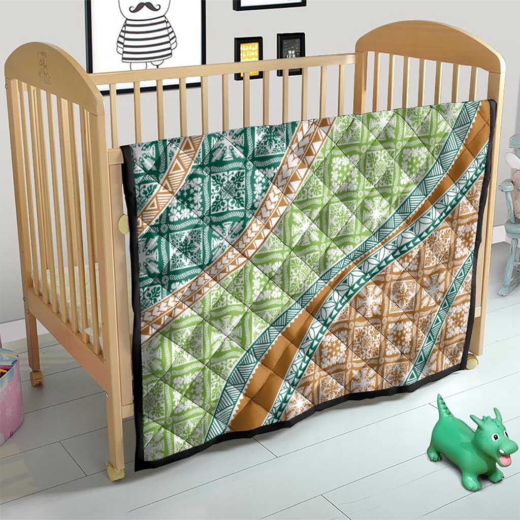 Hawaiian Quilt Pattern Quilt Green Chestnut Color Mixed - Polynesian Pride