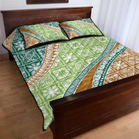 Hawaiian Quilt Pattern Quilt Bed Set Green Chestnut Color Mixed - Polynesian Pride