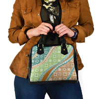 Hawaiian Quilt Pattern Shoulder Handbag Green Chestnut Color Mixed - Polynesian Pride