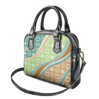 Hawaiian Quilt Pattern Shoulder Handbag Green Chestnut Color Mixed - Polynesian Pride