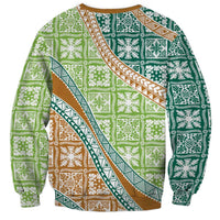 Hawaiian Quilt Pattern Sweatshirt Green Chestnut Color Mixed - Polynesian Pride