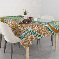 Hawaiian Quilt Pattern Tablecloth Green Chestnut Color Mixed - Polynesian Pride