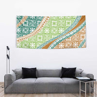 Hawaiian Quilt Pattern Tapestry Green Chestnut Color Mixed - Polynesian Pride
