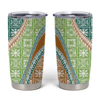 Hawaiian Quilt Pattern Tumbler Cup Green Chestnut Color Mixed - Polynesian Pride