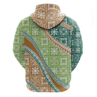 Hawaiian Quilt Pattern Zip Hoodie Green Chestnut Color Mixed - Polynesian Pride