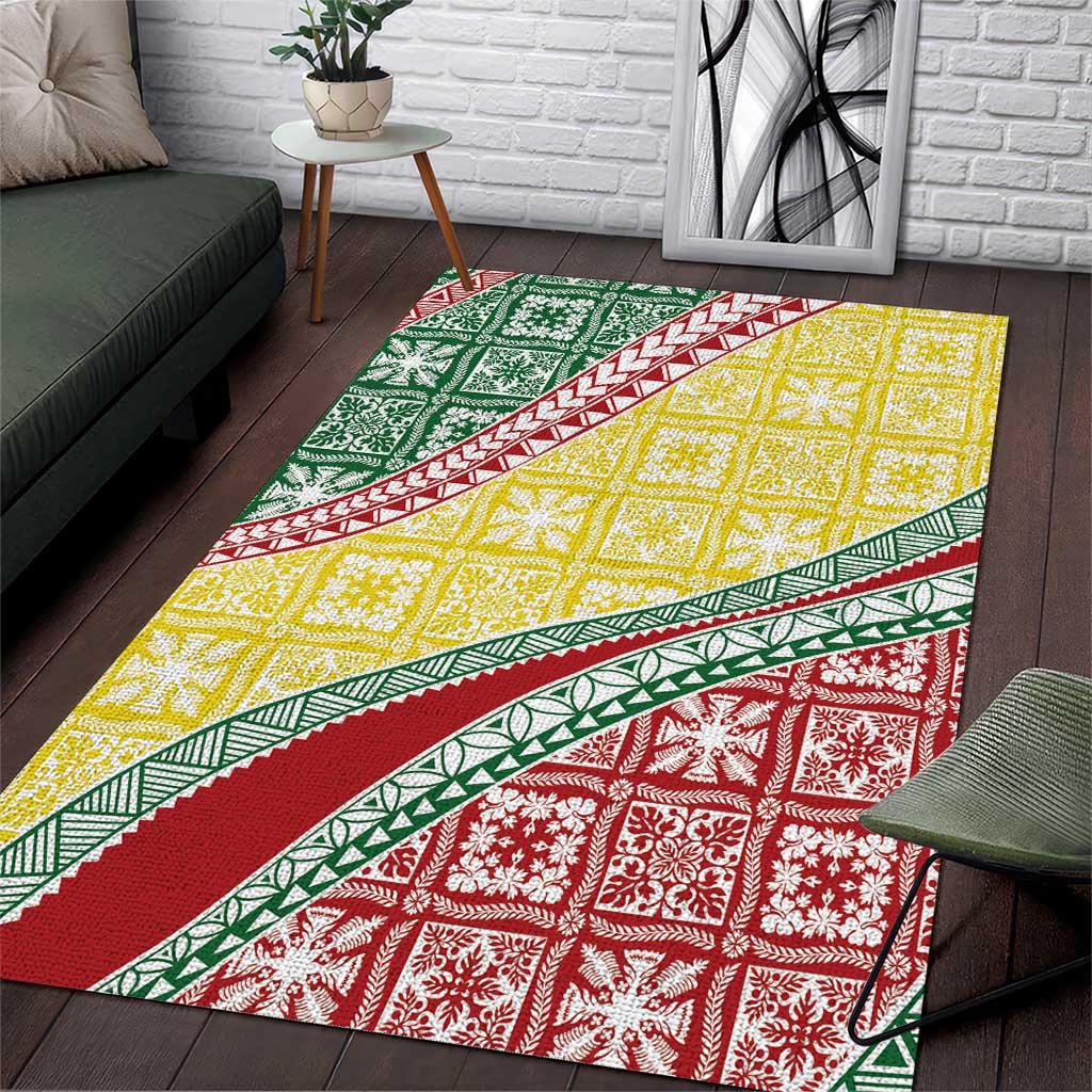 Hawaiian Quilt Pattern Area Rug Special Color Mixed - Polynesian Pride