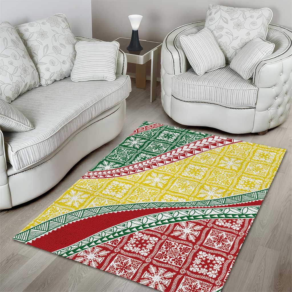 Hawaiian Quilt Pattern Area Rug Special Color Mixed - Polynesian Pride