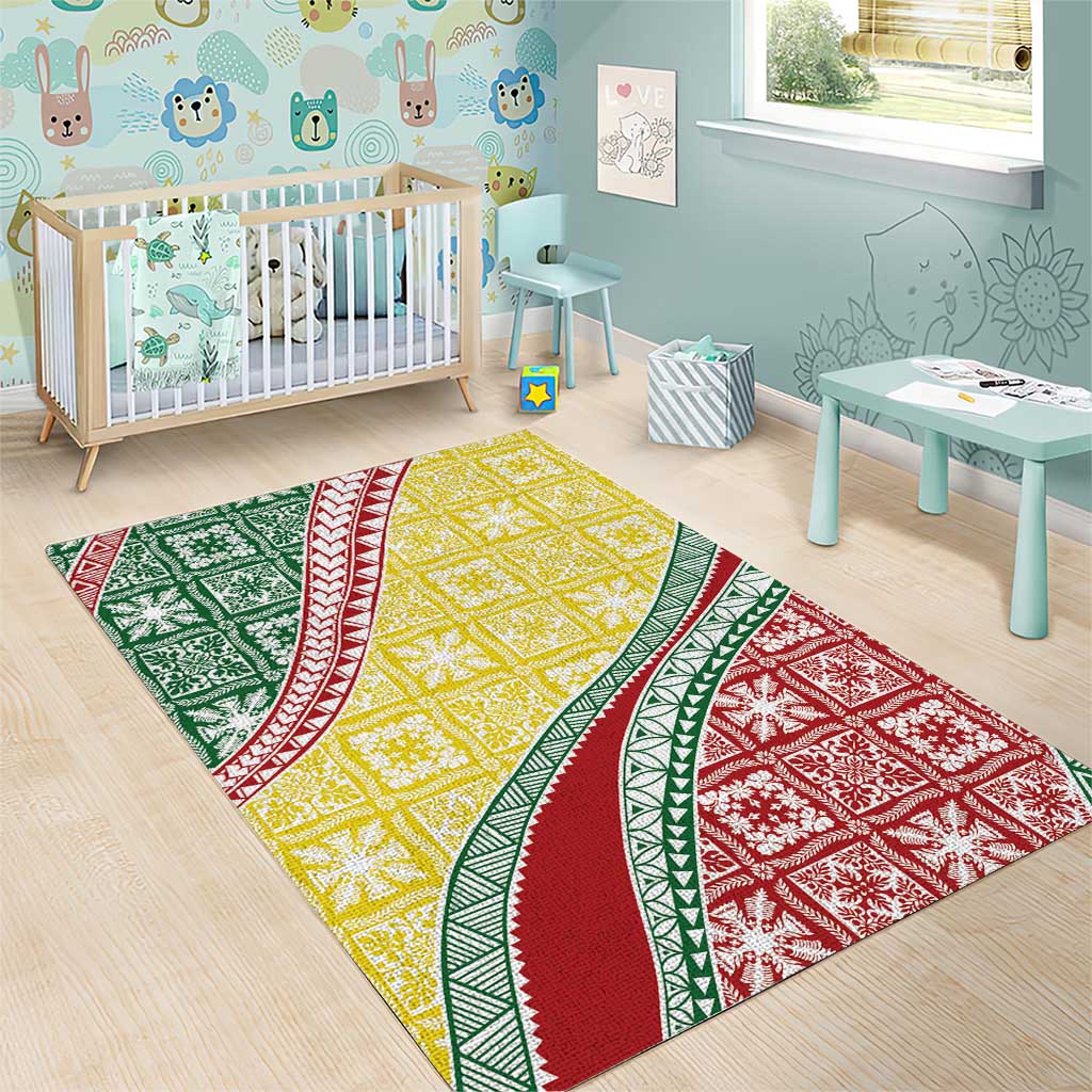 Hawaiian Quilt Pattern Area Rug Special Color Mixed - Polynesian Pride