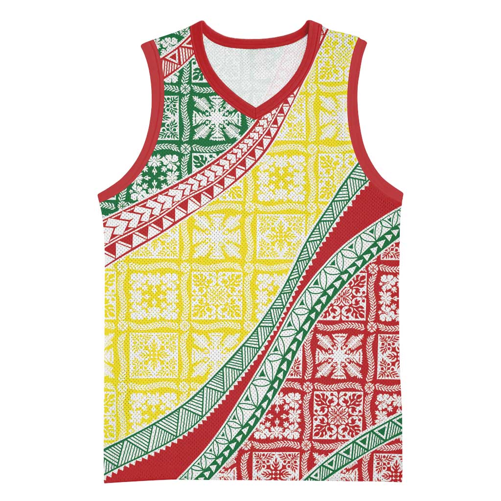 Hawaiian Quilt Pattern Basketball Jersey Special Color Mixed - Polynesian Pride