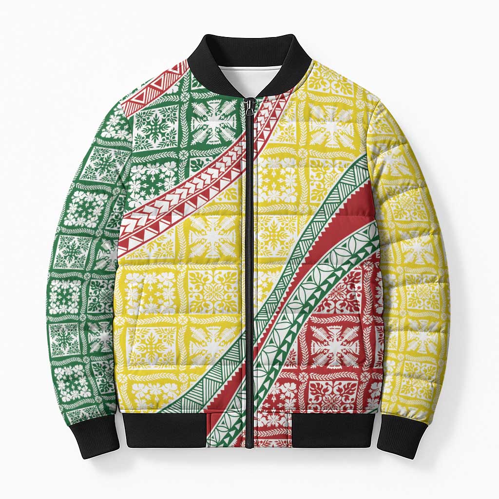 Hawaiian Quilt Pattern Bomber Puffer Jacket Special Color Mixed - Polynesian Pride