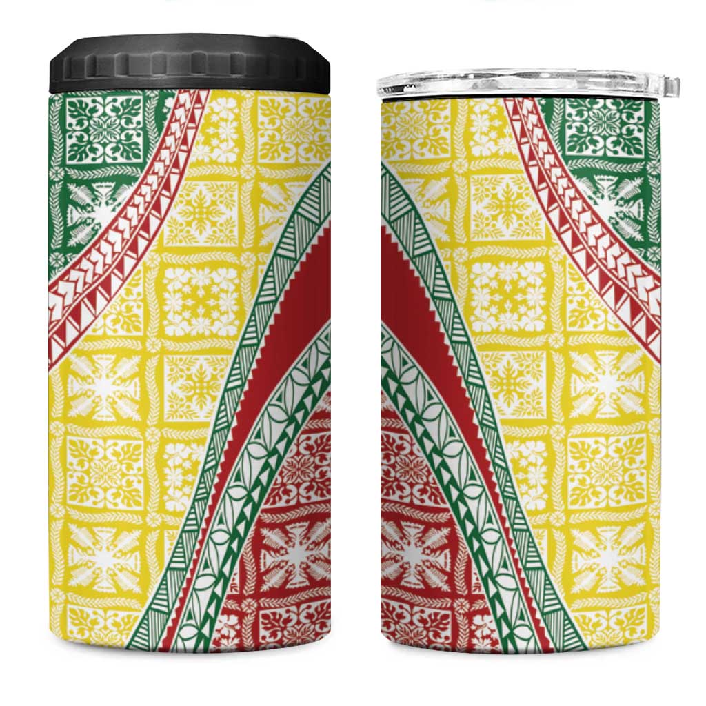Hawaiian Quilt Pattern 4 in 1 Can Cooler Tumbler Special Color Mixed - Polynesian Pride