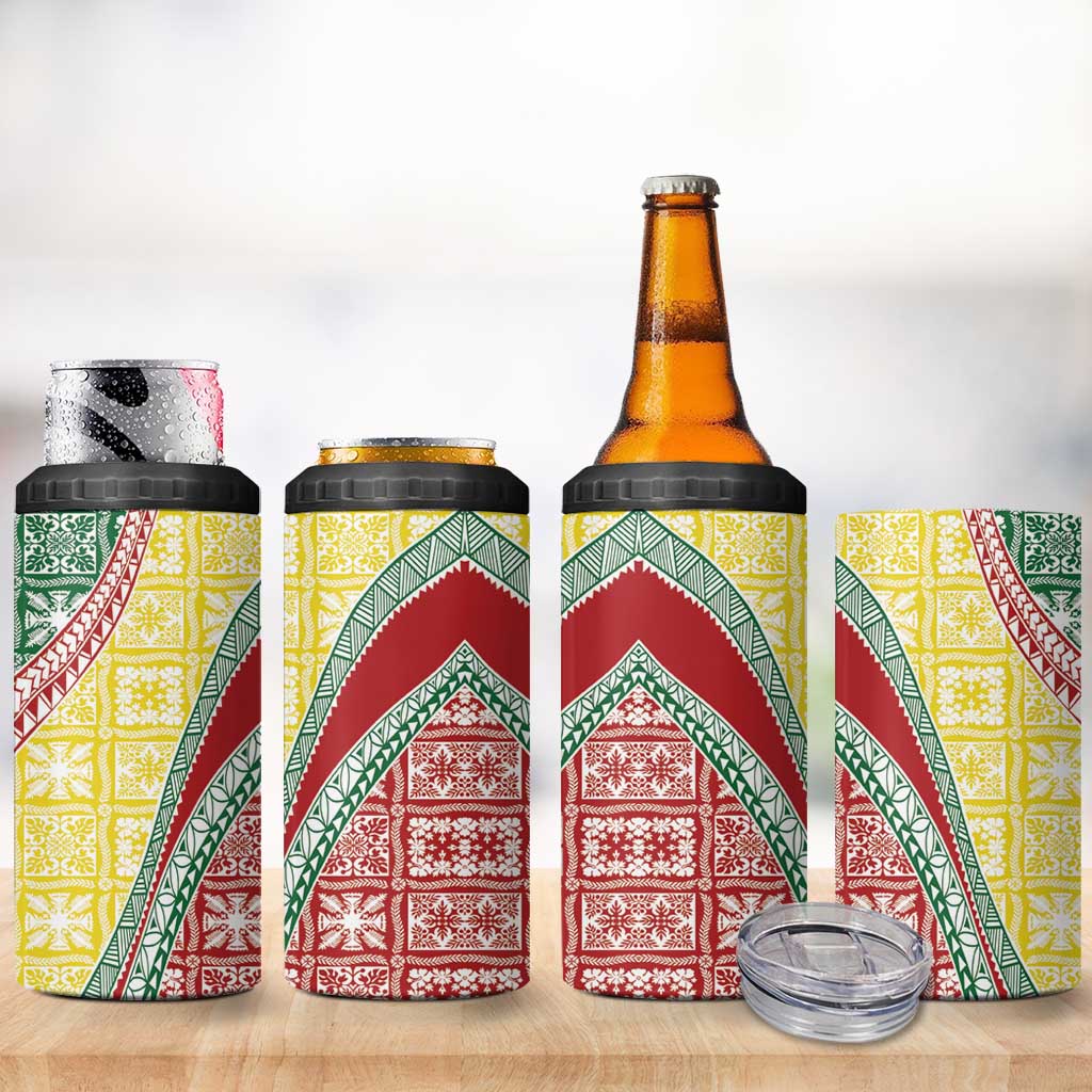 Hawaiian Quilt Pattern 4 in 1 Can Cooler Tumbler Special Color Mixed - Polynesian Pride